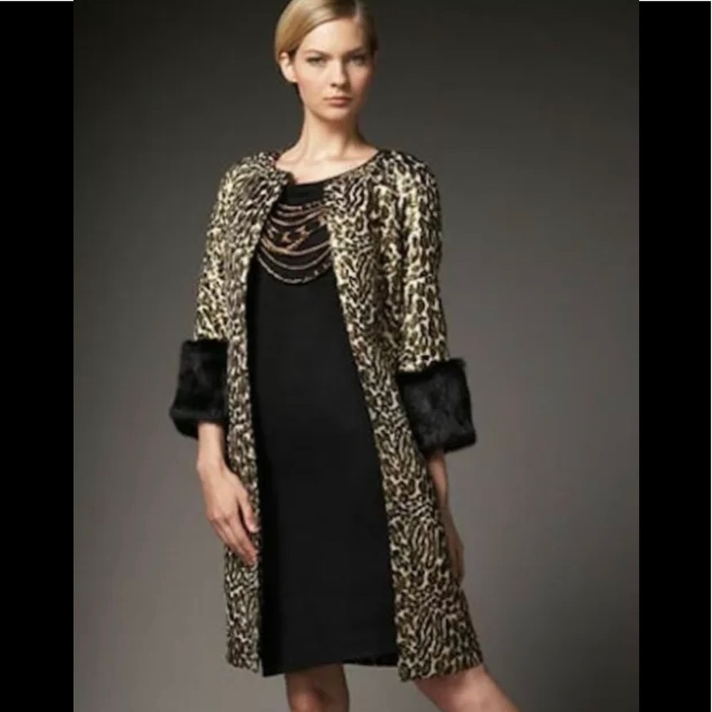 NWOT Tory Burch Black Leopard Metallic Fur Animal Print Jacket Size 2 - Picture 6 of 6